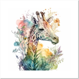 Giraffe Portrait Animal Painting Wildlife Outdoors Adventure Posters and Art